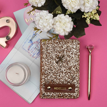 Rose gold passport wallet